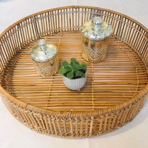 Bandeja Grande Importada L Bamboo Mimbre Yute Rattan Oferta