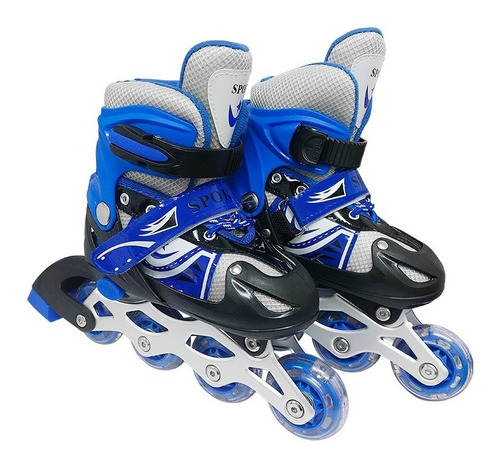 Patines En Linea Azul Ajustable Para Niños Rueda Led