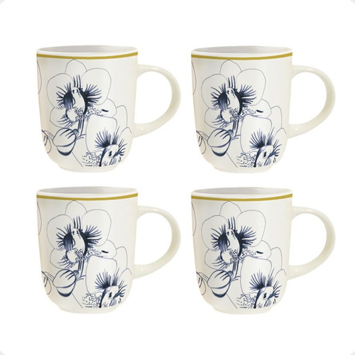 Set X4 Tazas Loza Ceramica Corona Jarro Mug Apta Microondas 