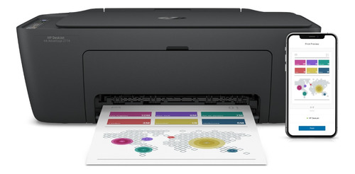 Impresora A Color Multifunción Hp Deskjet Ink Advantage 2774 Con Wifi Negra 100v/240v