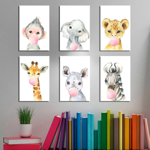 Cuadros Infantiles Animales Animalitos Bebes (20x30cm C/u)