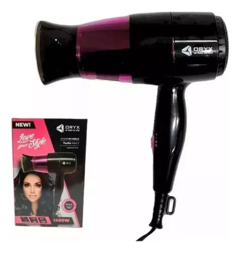 Secador De Cabello Oryx Turbo Max 1400w Plegable Compacto Color Negro