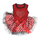 Petitebella Red Sequins Heart Puppy Dog Dress Dots, Pequeño)