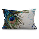 Funda De Almohada Decorativa De Plumas De Pavo Real Humeante