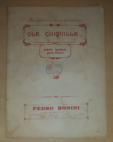 Partitura Ole Chiquilla Paso Doble Para Piano Pedro Bonini