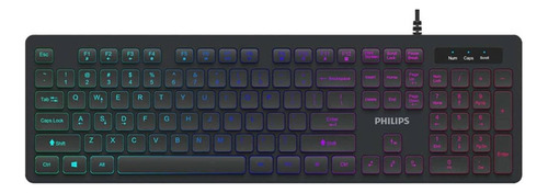 Teclado Gamer Philips G264 Qwerty Inglés Us Color Negro Con Luz Rgb