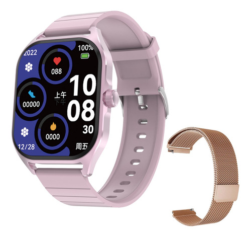 Reloj Smartwatch Mujer Rosa Dt99 Amoled Salud Doble Malla