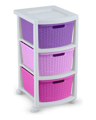 Cajonero Rimax Rattan 3c Tricolor Rosa