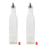 Set X 2 Botella Aceite / Vinagre Vidrio 1/4 Litro Con Pico 