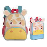 Kit Mochila Infantil + Lancheira Bichinhos Zoo Infantil Clio