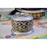 Pote De Guardado Para Cocina Vintage Ceramica Y Peltre C1980