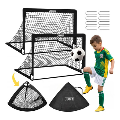 Portería De Fútbol Infantil Jumei Plegable Y Portátil 2 Pzs Negro
