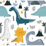 Papel De Parede Vinil Quarto Colorido Dinossauros Teen 12m