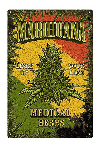 Yooce Marihuana Marijuana Leaf Metal Tin Sign Cannabis Weed