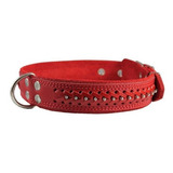 Cuero Auténtico Collar Trenzado Perro Tachonado, Rojo 1.6  D