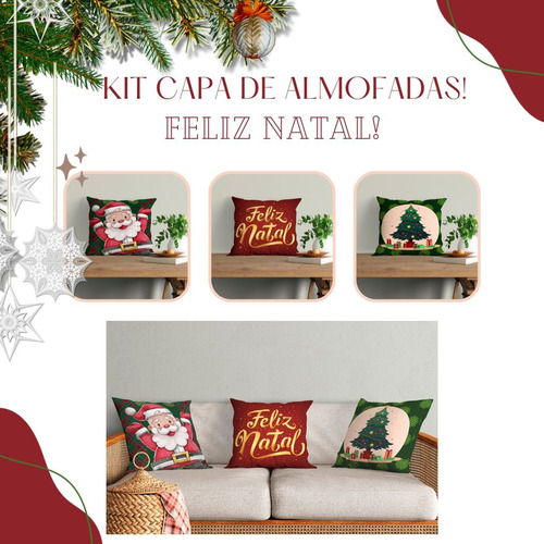 Capa De Almofada Natal 03 Peças