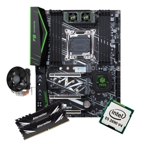 Kit Gamer Placa Mãe X99 Huananzhi F8 Xeon E5 2690 V4 64gb