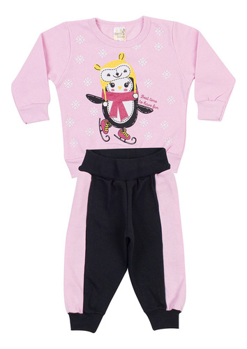 Conjunto Moletom Bebê Infantil Feminino De Inverno 