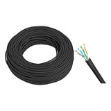 Cabo De Rede Internet Rolo 50 Metros Preto Cat6 Cftv 4 Pares