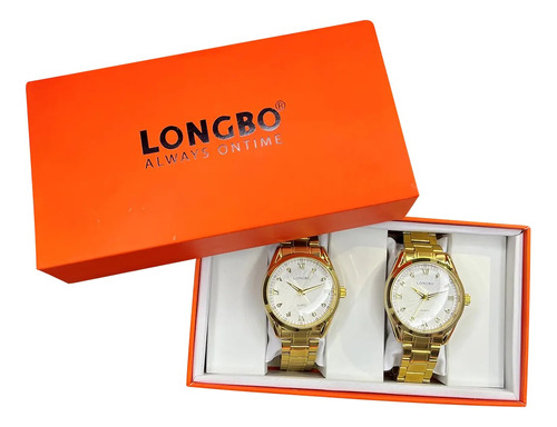 Reloj Elegante Longbo Color Dorado Oferta En Pareja