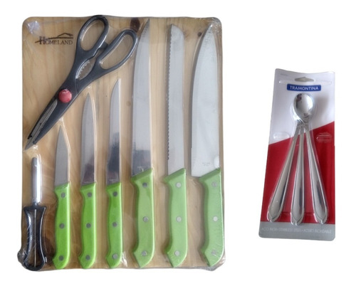 Set Cuchillos Cocina 9 Homeland +  Set 3 Cucharas Tramontina