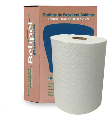 Papel Toalha Bobina P/ Banheiro Branco Grande Fardo 6 Un