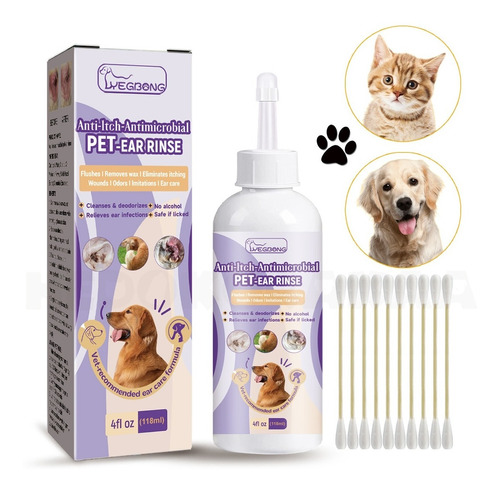 Limpiador De Oídos Para Perros Y Gatos 118ml+herramientas