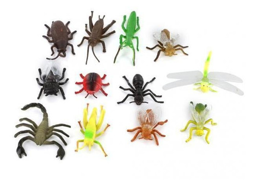 24 Figuras De Insectos Realistas, Incluye Grillo, Cucaracha,