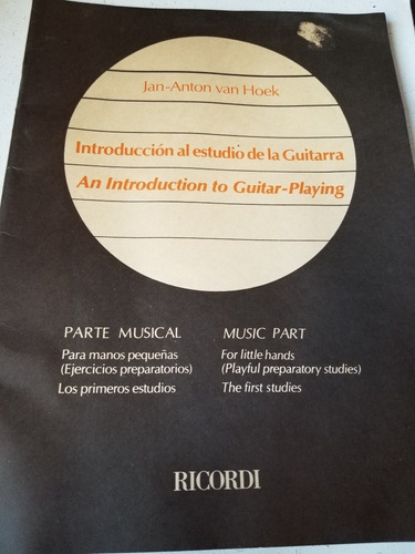 Libro,introduccion Estudio De La Guitarra,van Hoek,ricordi