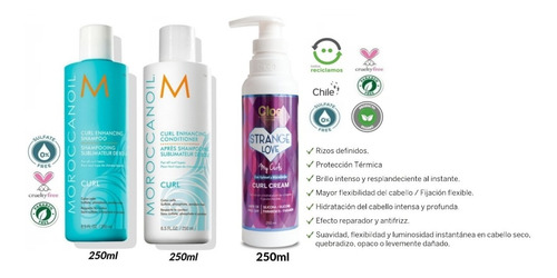 Kit Shampoo Acondicionador Rizos Moroccanoil Crema Cloe Rulo