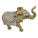 Elefante Beige Con Espejos Escultura Deco 32x25x15