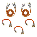 Kit 2 Cabo De 1 Metro + 3 Y 1f+2m Kx3 Blindado Conector Ouro