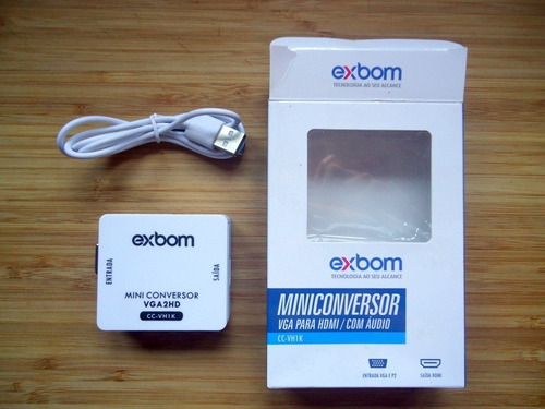 Mini Conversor Vga Para Hdmi Exbom 