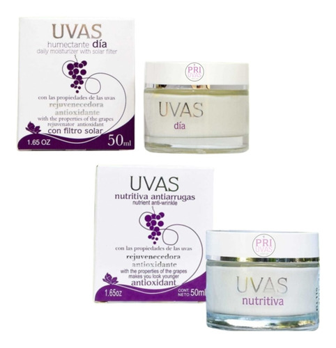 Combo Premium Humectante Dia/nutritiva Antiarrugas 50ml Uvas