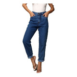 Calça Jeans Mom Feminina Sem Rasgos Lisa Cintura Alta