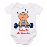 Roupa Body Bebê Personalizado Baby Fitnes Frase Academia
