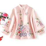 Blusa Tang Suit Coat Con Bordado Para Mujer, Camisa Elegante