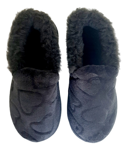 Pantuflas Cerradas Tipo Mocasin De Peluche Y Piel Felicitas