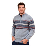  Sweater Hombre Con Jacquard Y Cierre En Cuello Art.  418