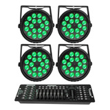 4x Parled 18x12w Rgbw Quadriled Slim + Mesa Dmx 192 Canais 