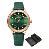 Reloj Naviforce De Cuero 5020 Para Mujer Verde Y  Blanco