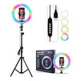 Aro De Luz Led 30cm Colores Rgb Y Luz Blanca + Tripode 2m