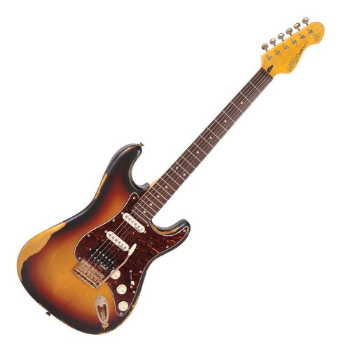 Guitarra Eléctrica Vintage Icon Series V6 De Álamo Tobacco Sunburst Con Diapasón De Palo De Rosa