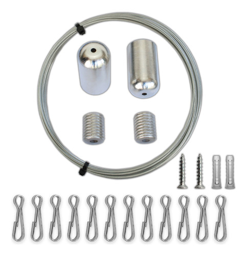 Kit Barral Para Cortina De Baño Tensor De Cable + Ganchos