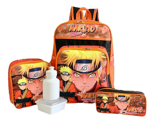 Kit Mochila Infantil Escolar Meninos Costas Naruto Bolso G