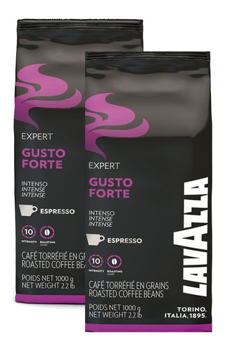 2x Café Lavazza En Grano Gusto Forte 1kg Hecho En Italia 