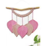 Decoración Macramé Rosa Barbie, Plumas Colgantes Tejido Boho