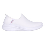 Tenis Skechers Dama Piel Blanco Metedera Comodo Ligero 14959