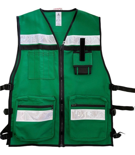 Chaleco Brigadista Verde Gabardina Seguridad Industrial 