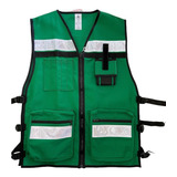 Chaleco Brigadista Verde Gabardina Seguridad Industrial 